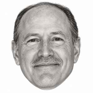 AI-assisted pencil head portrait of Ezra Cohen