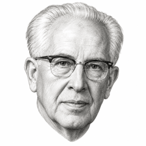 AI-generated pencil portrait of Ezra Taft Benson