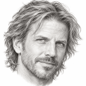 AI-generated pencil portrait of Facundo Arana