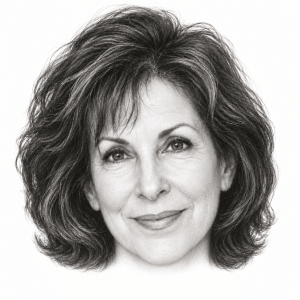 AI-assisted pencil portrait of Faye Kellerman
