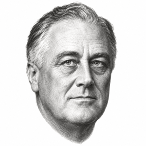 AI-generated pencil portrait of Franklin D. Roosevelt