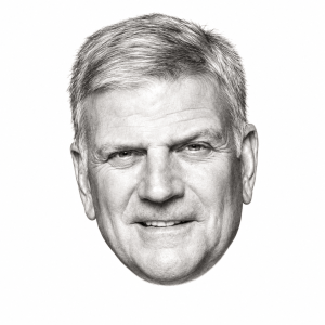 AI-assisted head-only pencil portrait of Franklin Graham