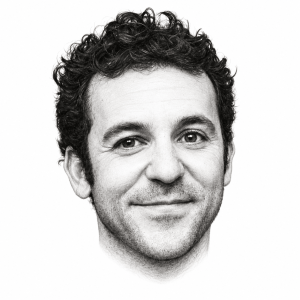 AI-assisted head-only pencil portrait of Fred Savage
