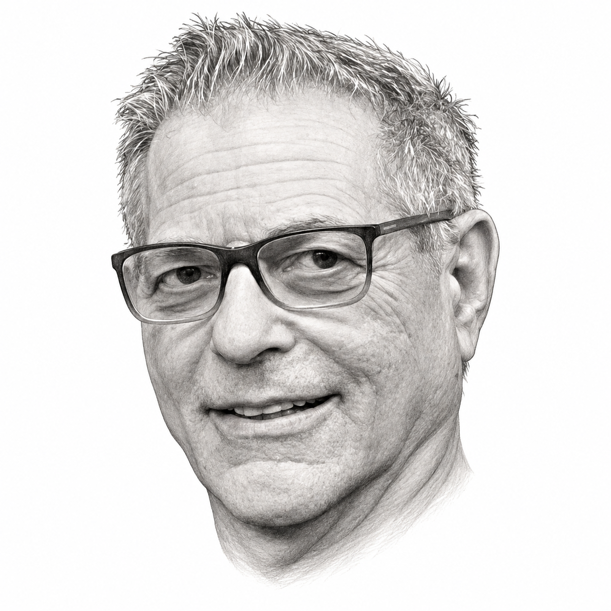 AI-assisted pencil portrait of Gary Baumgarten
