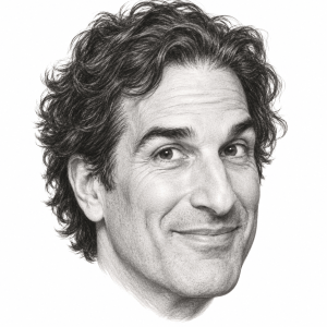 AI-generated pencil portrait of Gary Gulman