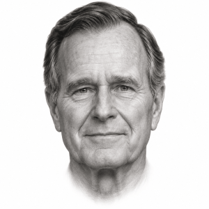 AI-generated pencil portrait of George H. W. Bush
