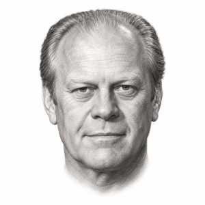 AI-generated pencil portrait of Gerald Ford