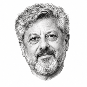 AI-generated head-only illustration of Gershon Baskin