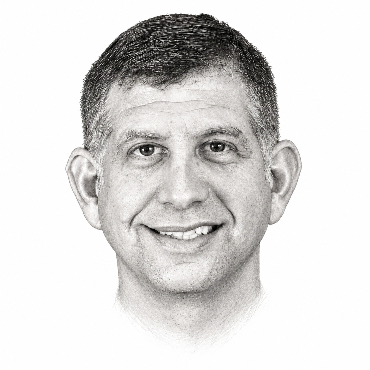 AI-assisted graphite portrait illustration of Sam Grundwerg
