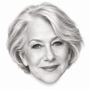 AI-assisted pencil portrait of Helen Mirren