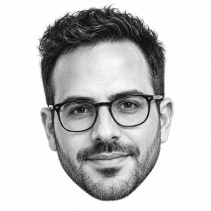 AI-assisted pencil portrait of Hen Mazzig