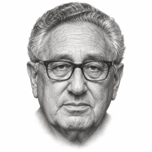 AI-generated pencil portrait of Henry Kissinger