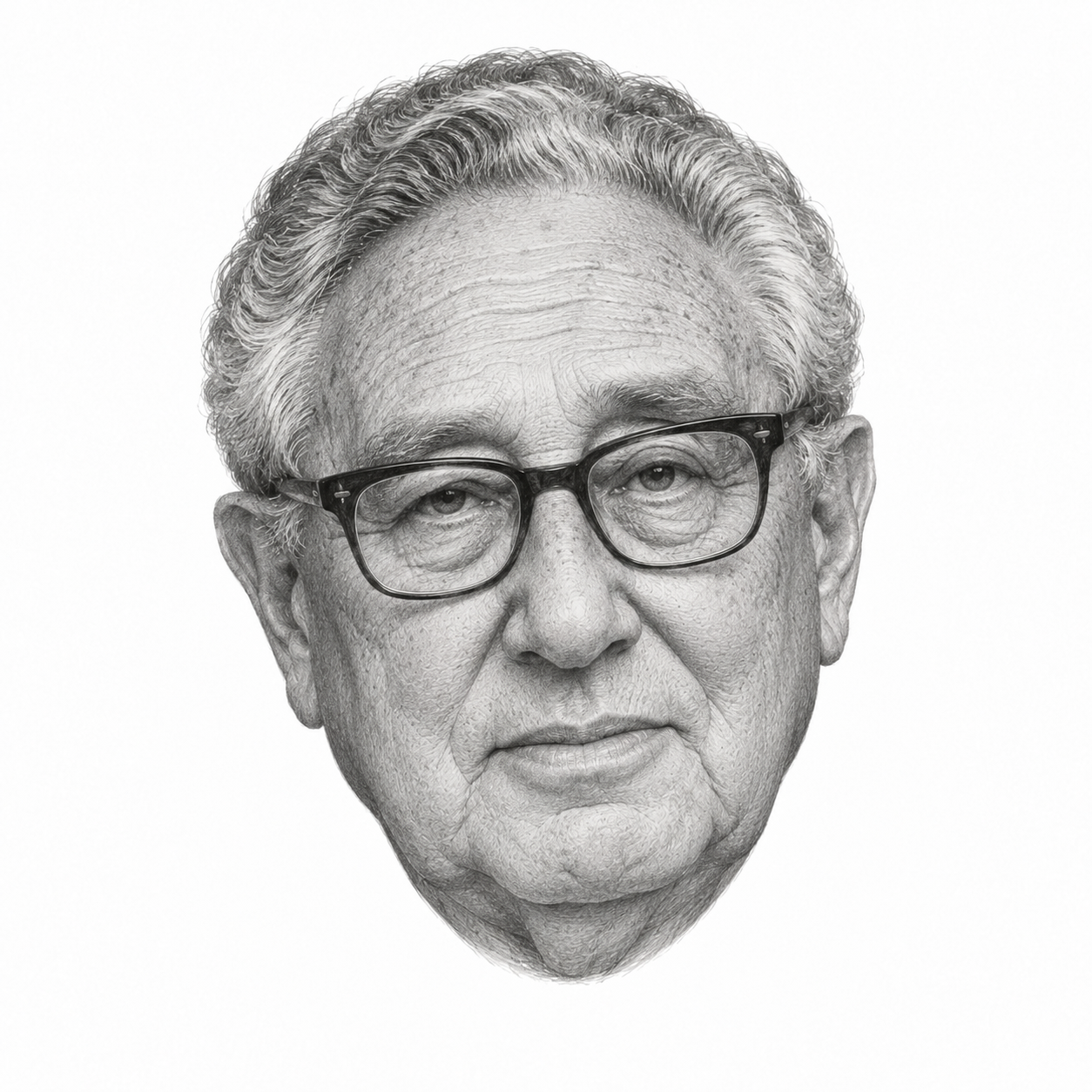 Pencil portrait of Henry Kissinger