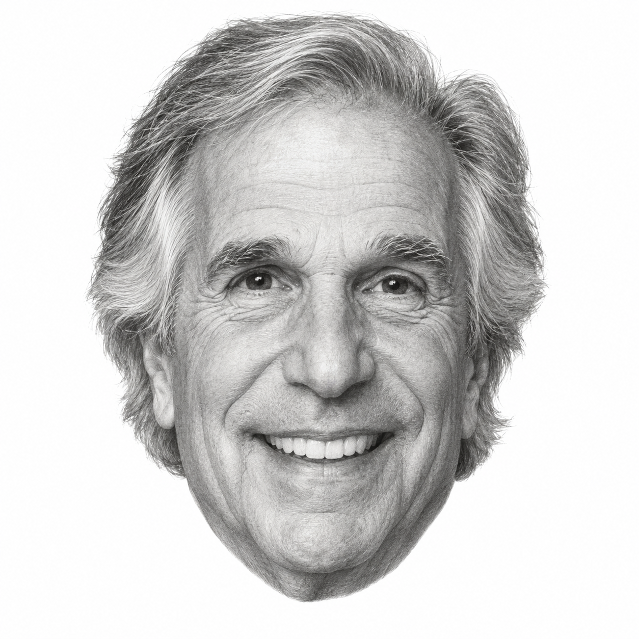 Graphite head portrait of Henry Winkler