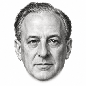 AI-assisted pencil head portrait of Herbert H. Lehman