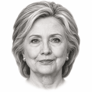 AI-generated pencil portrait of Hillary Clinton