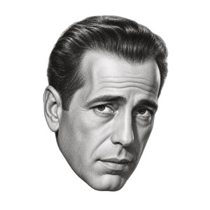 Pencil head portrait of Humphrey Bogart