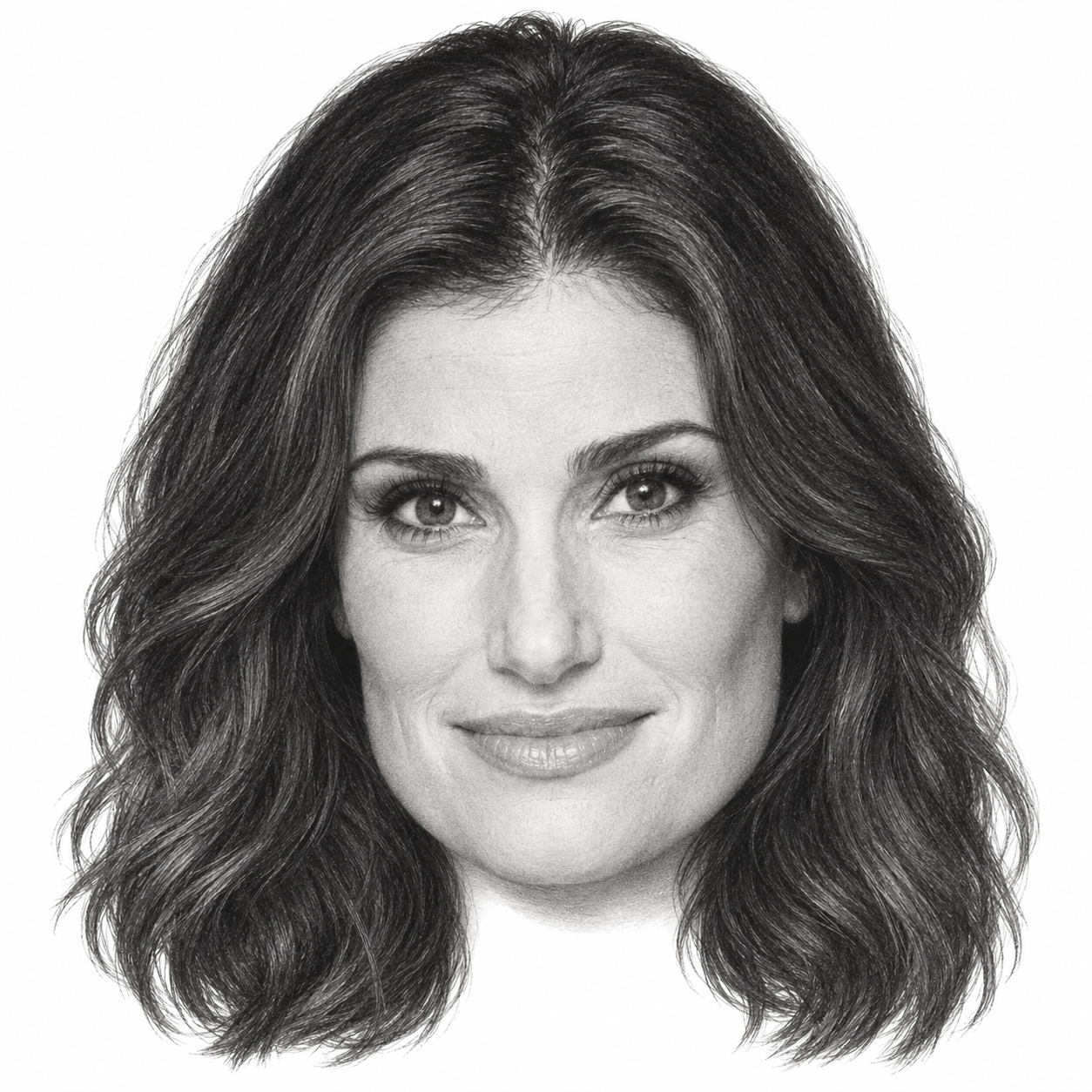 Graphite head portrait of Idina Menzel