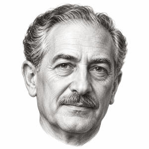 AI-generated pencil portrait of Isidor Rayner