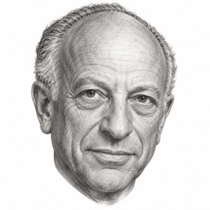 AI-generated pencil portrait of Jacob Javits