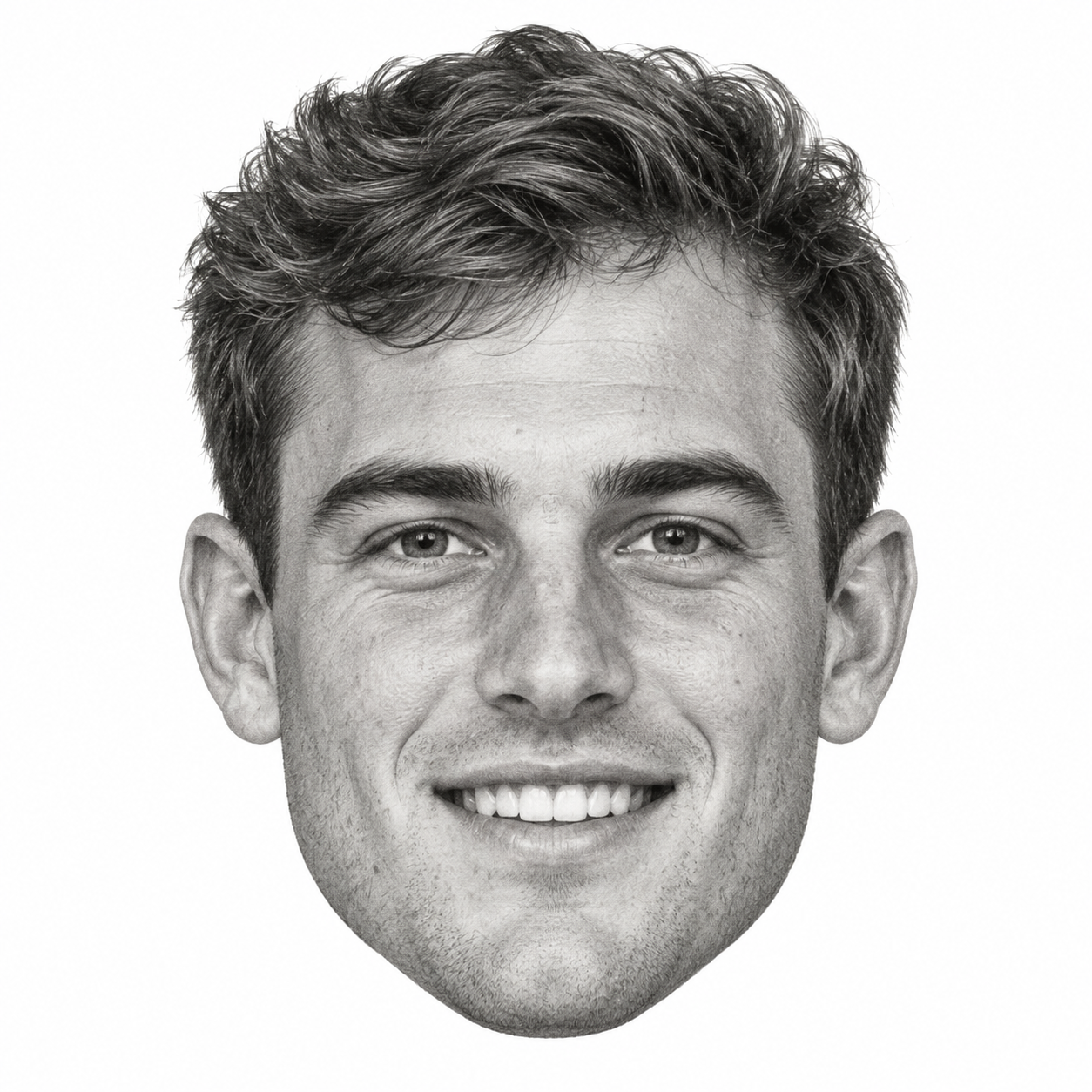 Graphite head portrait of Jake Retzlaff