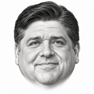 AI-assisted pencil head portrait of JB Pritzker