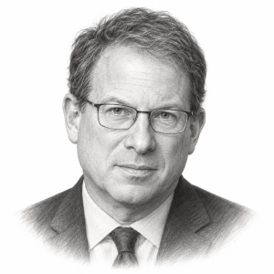 AI-generated pencil portrait of Jeffrey Goldberg
