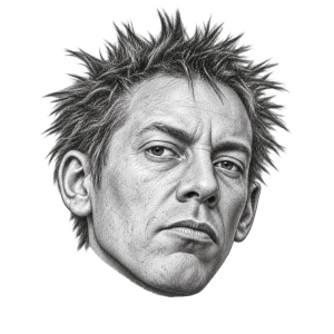 Pencil head portrait of John Lydon