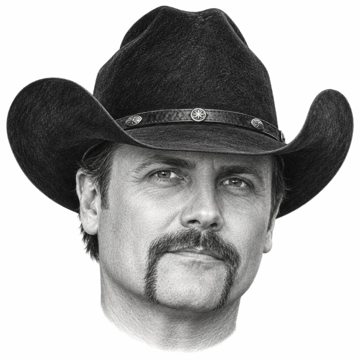 AI-generated pencil portrait of John Rich