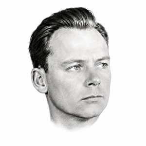 AI-assisted head-only pencil portrait of John Stanley Grauel