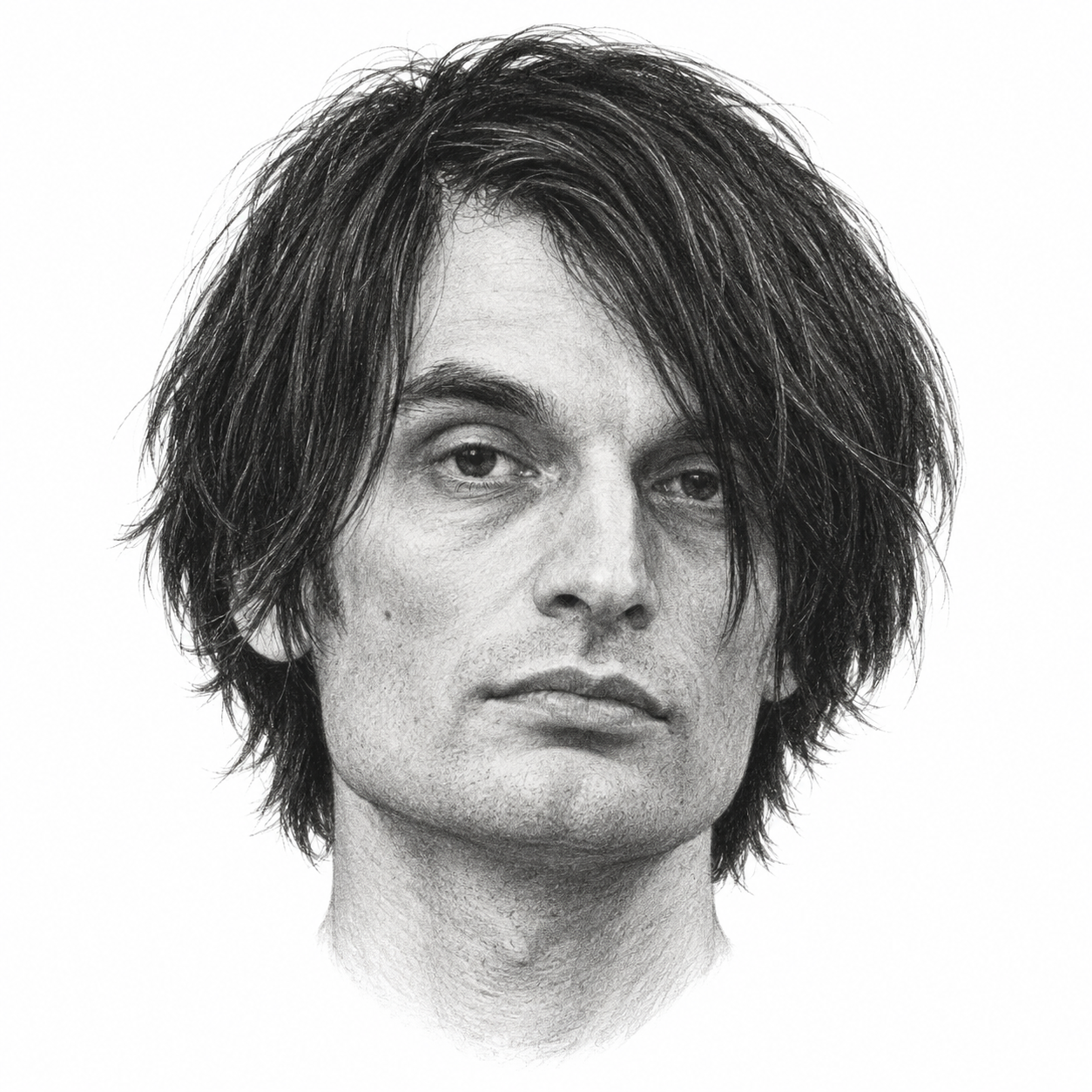 AI-generated pencil portrait of Jonny Greenwood