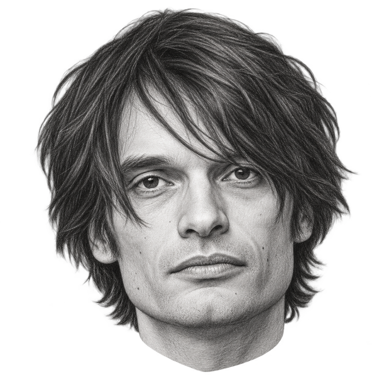 AI-generated pencil portrait of Jonny Greenwood
