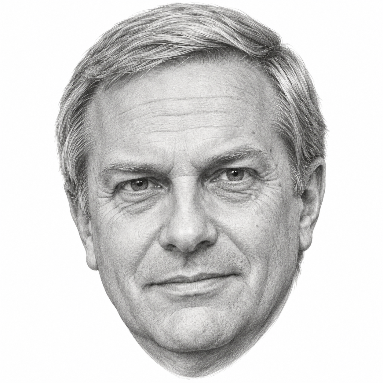 AI-assisted black-and-white portrait illustration of José Antonio Kast