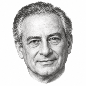 AI-generated pencil portrait of Joseph Simon