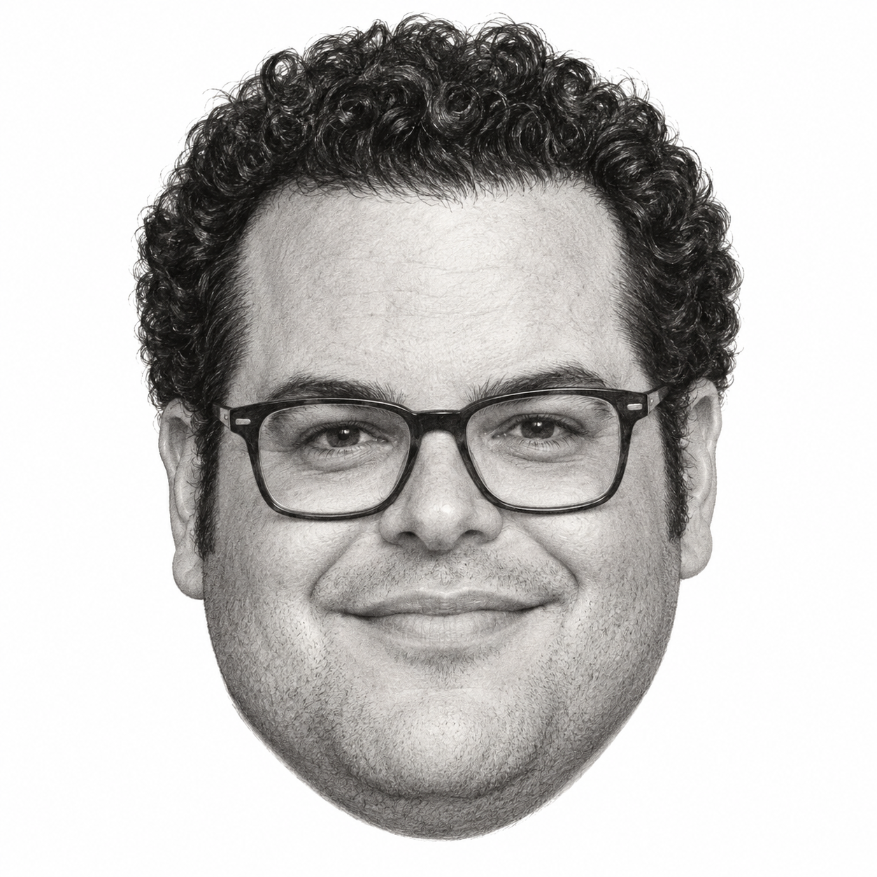 Graphite head portrait of Josh Gad