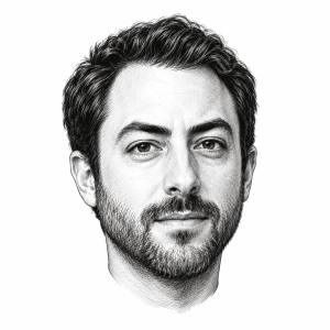 AI-generated head-only illustration of Josh Hammer