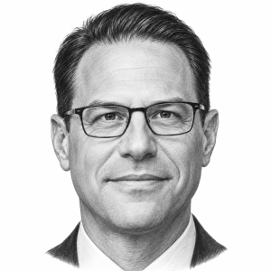 AI-generated pencil portrait of Josh Shapiro