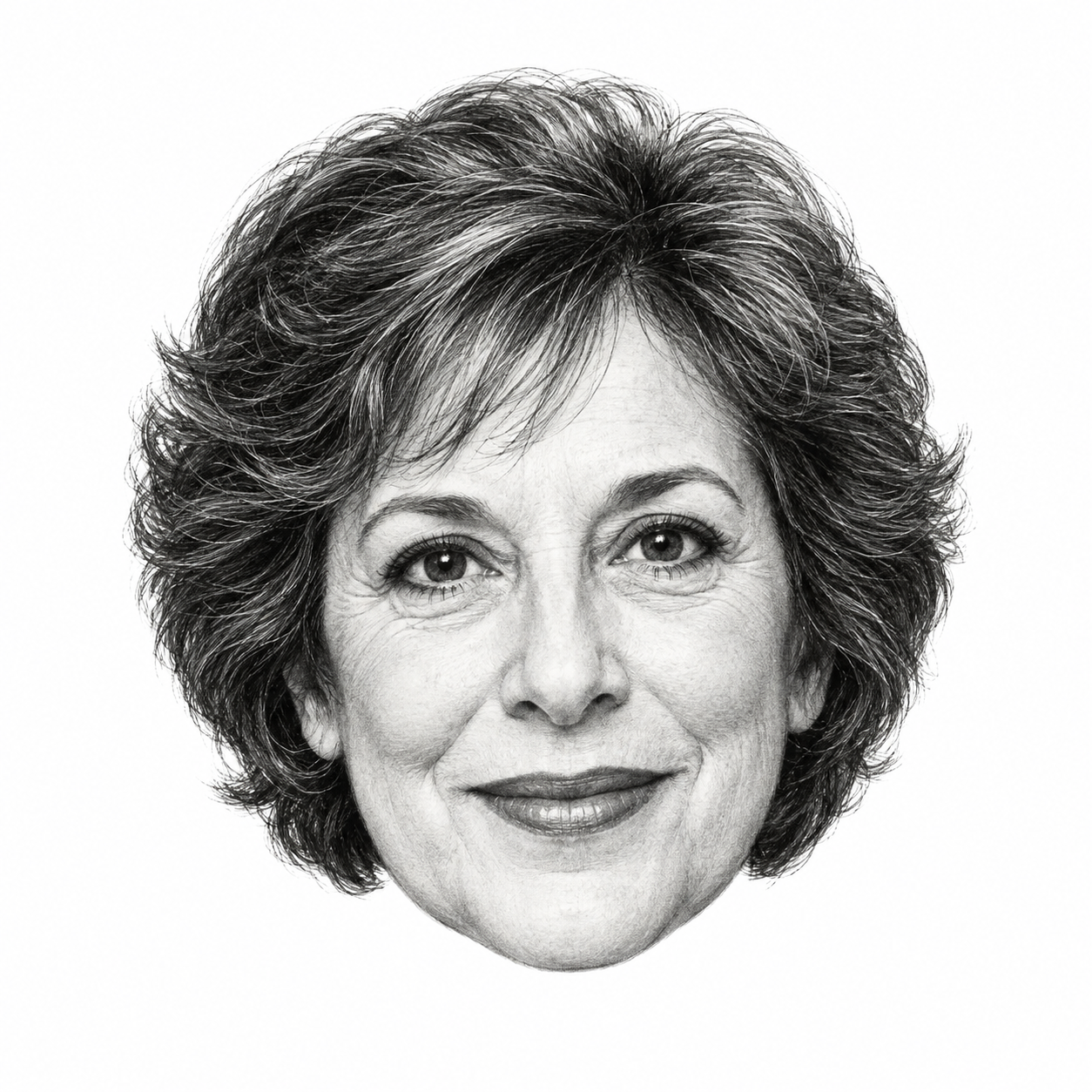 AI-generated head-only illustration of Joyce Kaufman