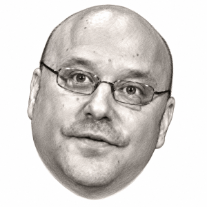 Pencil head portrait of Judge Lee Rudofsky