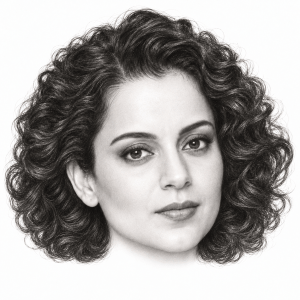 AI-assisted pencil portrait of Kangana Ranaut