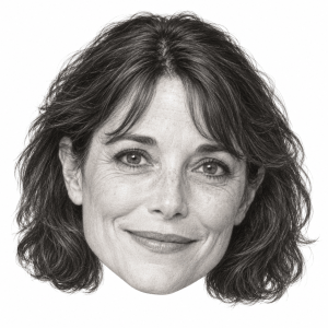 Head-only graphite portrait of Karen Allen