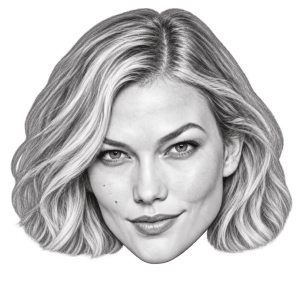 Head-only graphite portrait of Karlie Kloss