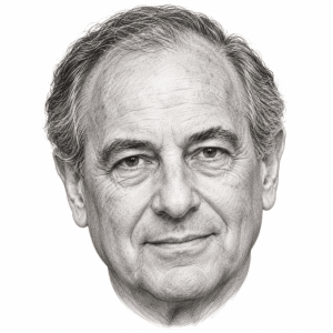 AI-generated pencil portrait of Leo Pearlman