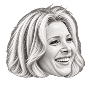 Head-only graphite portrait of Lisa Kudrow