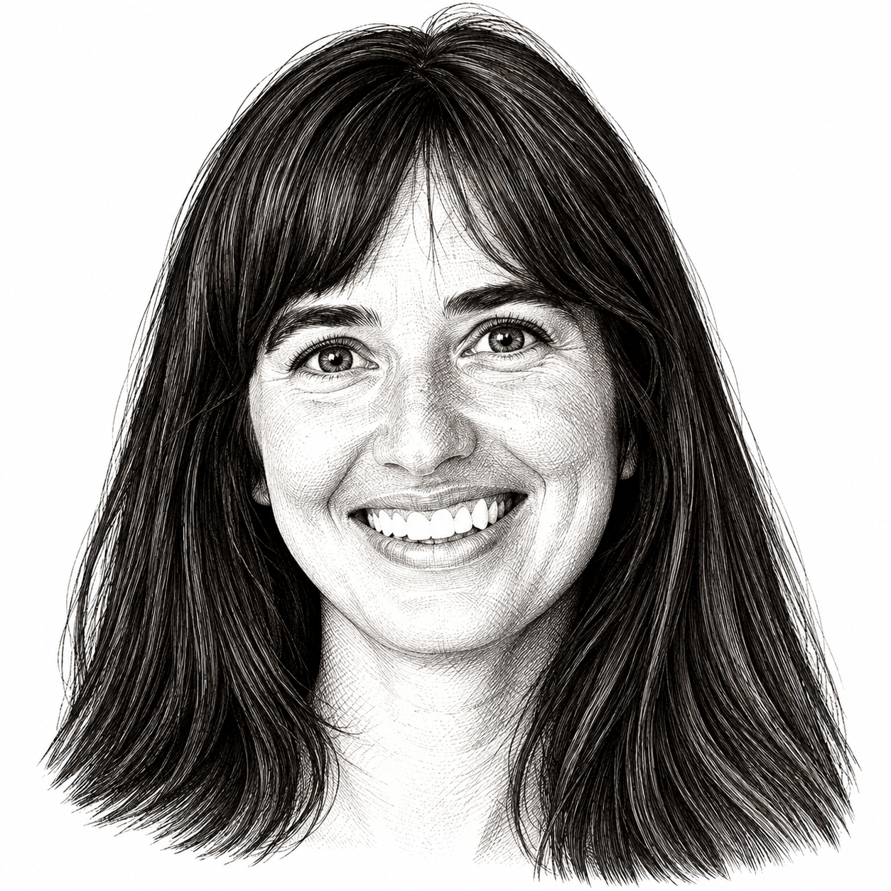Black-and-white illustration of Liz Benichou
