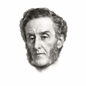 AI-assisted head-only pencil portrait of Anthony Ashley-Cooper
