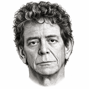 AI-assisted pencil portrait of Lou Reed