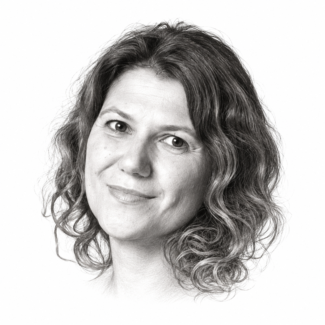 AI-assisted graphite portrait illustration of Ifat Ovadia-Luski