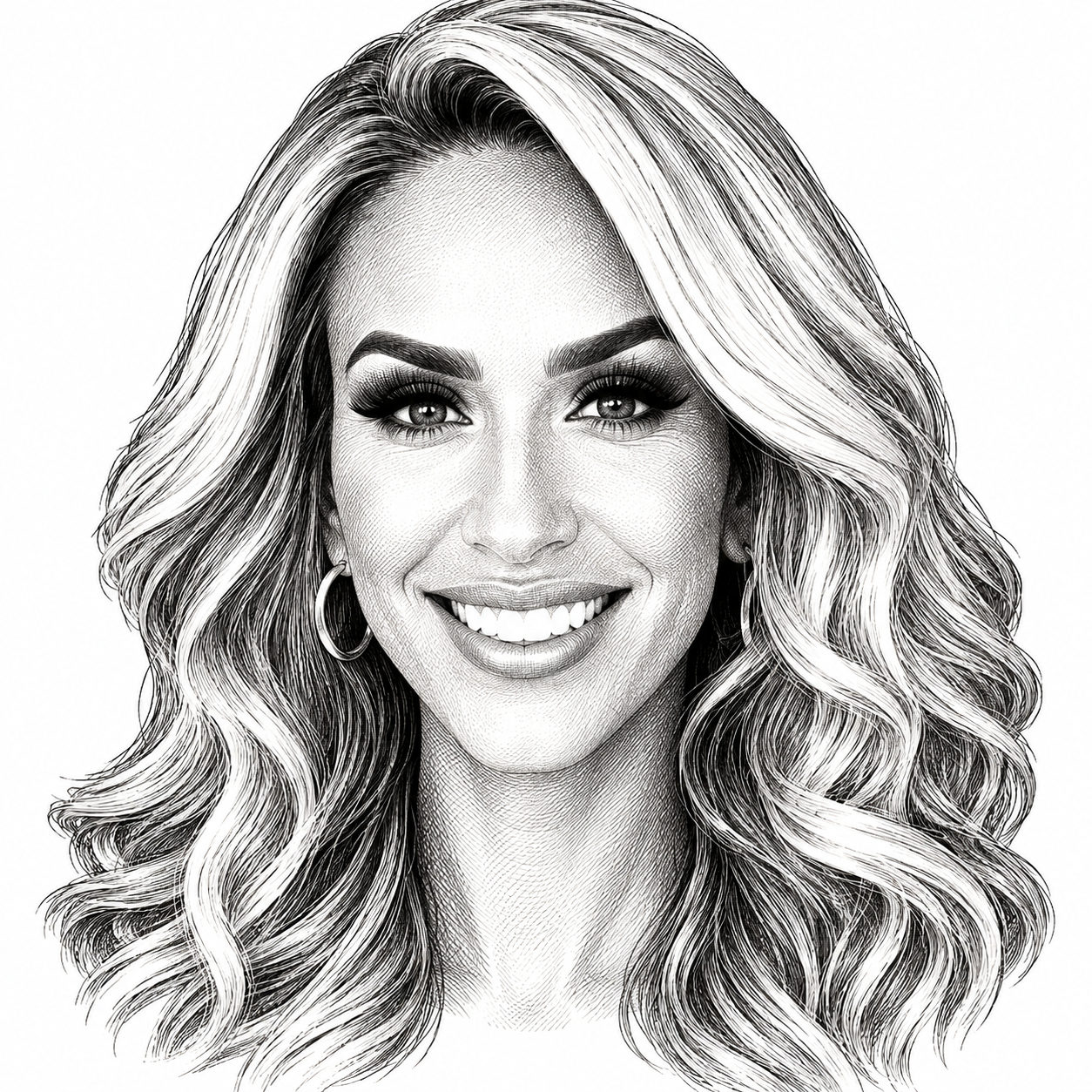 Black-and-white illustration of Lydia Shaffer