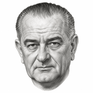 AI-generated pencil portrait of Lyndon B. Johnson